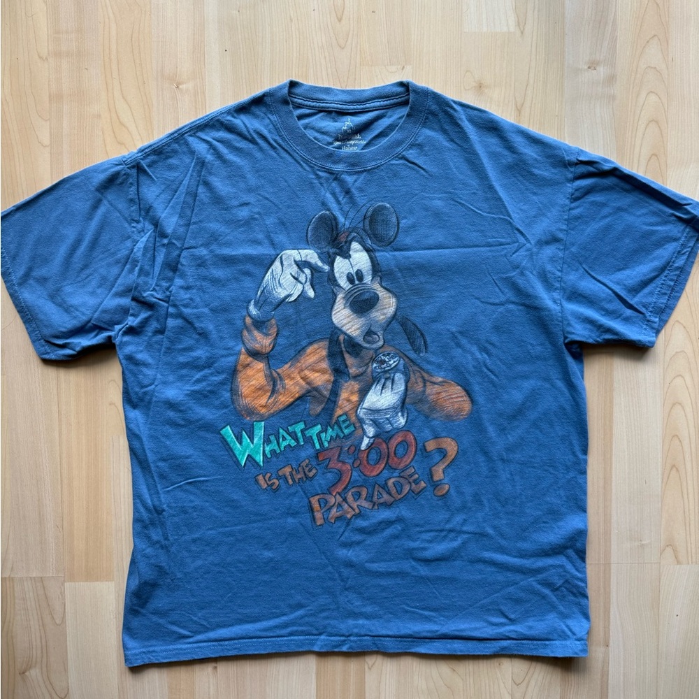 Blue Hanes Goofy “When’s the 3:00 parade?” Tee
